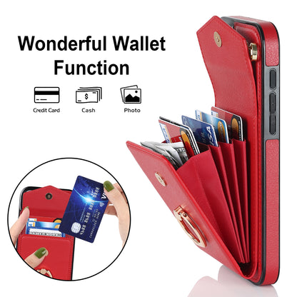 ELECTROPRIME For iPhone 15 Ring Holder RFID Card Slot Phone Case(Red)
