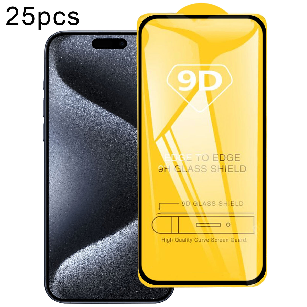 ELECTROPRIME For iPhone 15 Plus / 15 Pro Max 25pcs 9D Full Glue Screen Tempered Glass Film