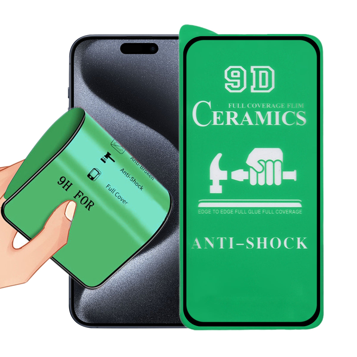 ELECTROPRIME For iPhone 15 Plus 9D Full Screen Full Glue Ceramic Film