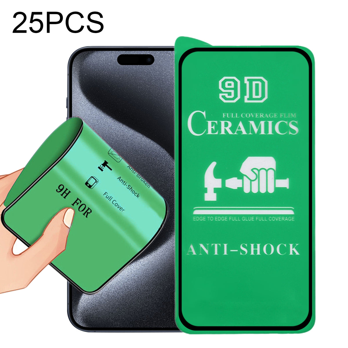 ELECTROPRIME For iPhone 15 Plus 25pcs 9D Full Screen Full Glue Ceramic Film