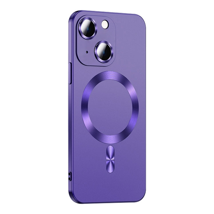 ELECTROPRIME For iPhone 15 Liquid Lens Protector Magsafe Phone Case(Dark Purple)