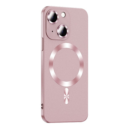 ELECTROPRIME For iPhone 15 Liquid Lens Protector Magsafe Phone Case(Gold Pink)