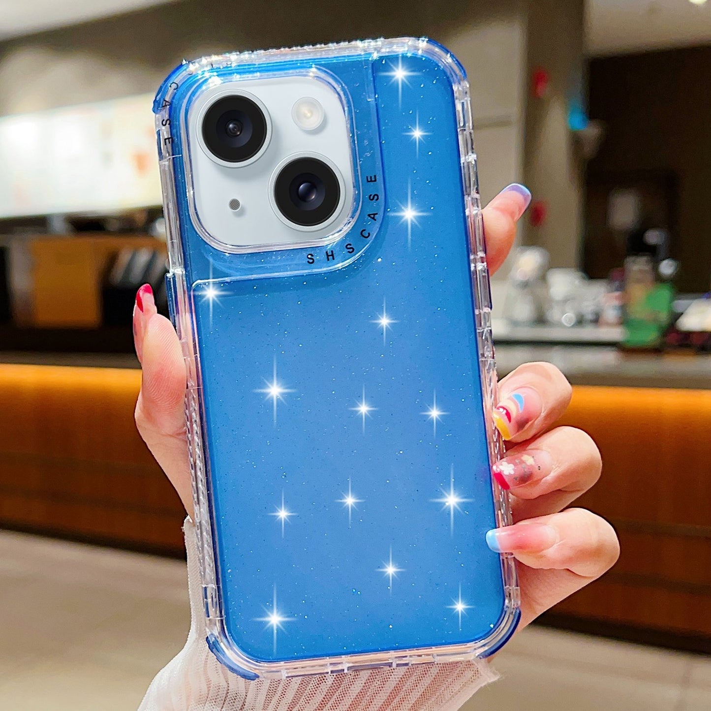 ELECTROPRIME For iPhone 15 Glitter Powder 3-in-1 TPU + PC Phone Case(Blue)