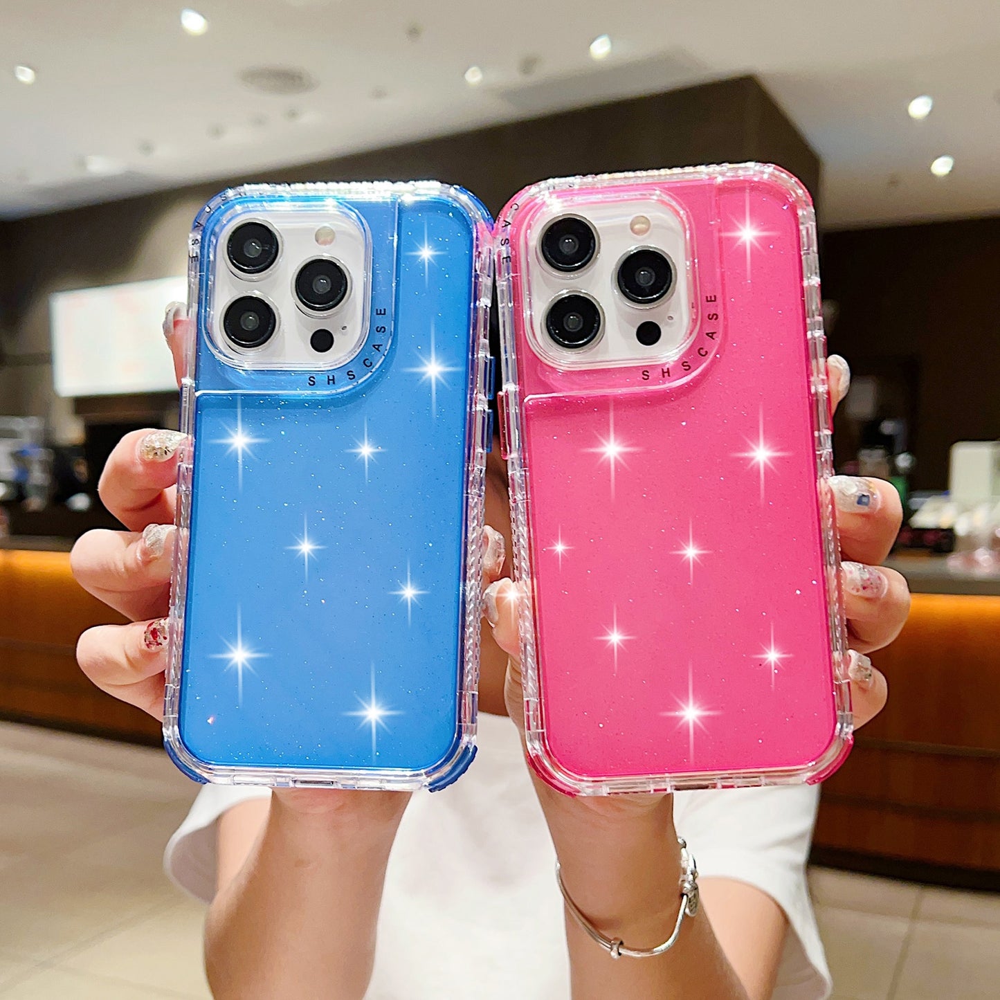 ELECTROPRIME For iPhone 15 Glitter Powder 3-in-1 TPU + PC Phone Case(Blue)