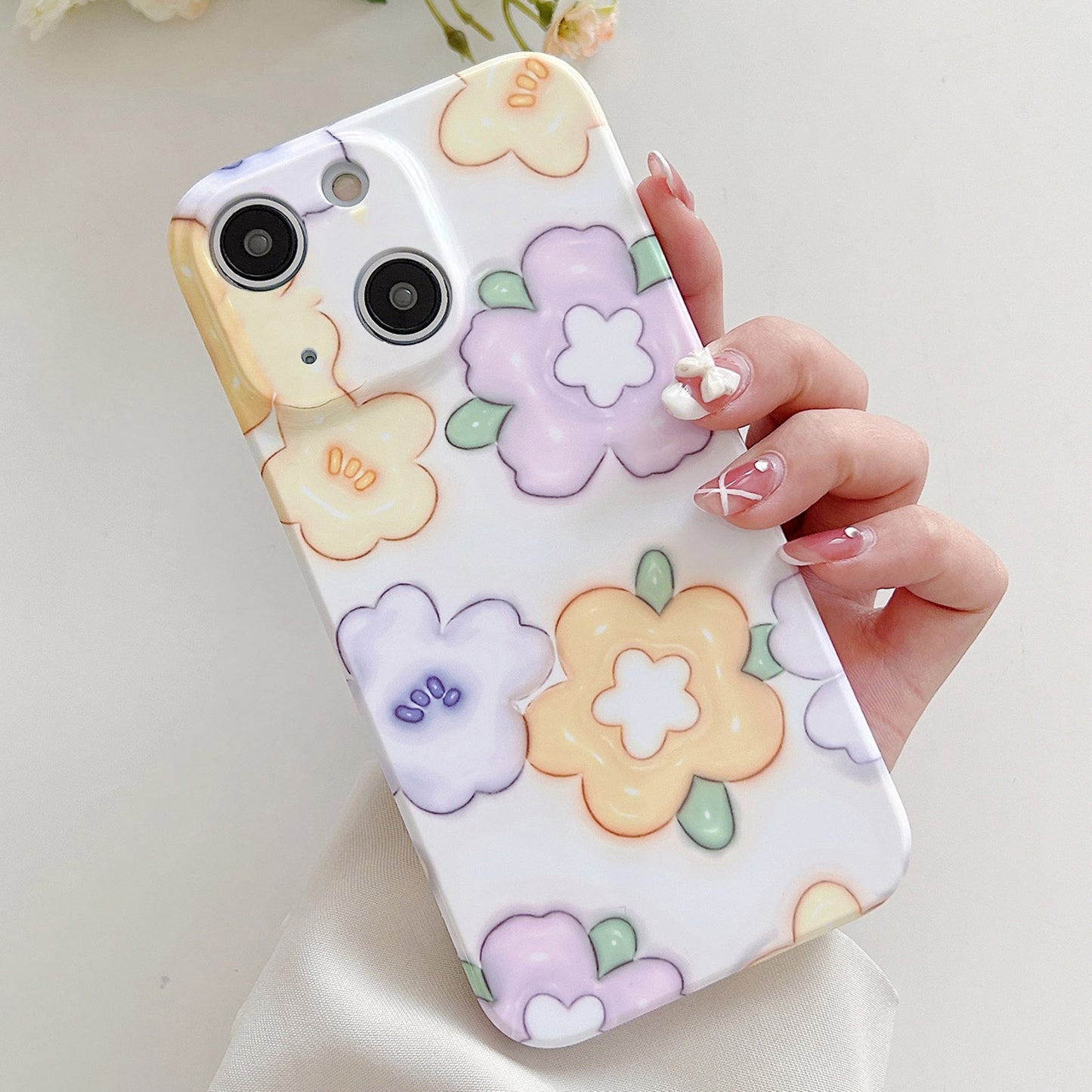 ELECTROPRIME For iPhone 15 PC Phone Case(Yellow Purple Flowers)