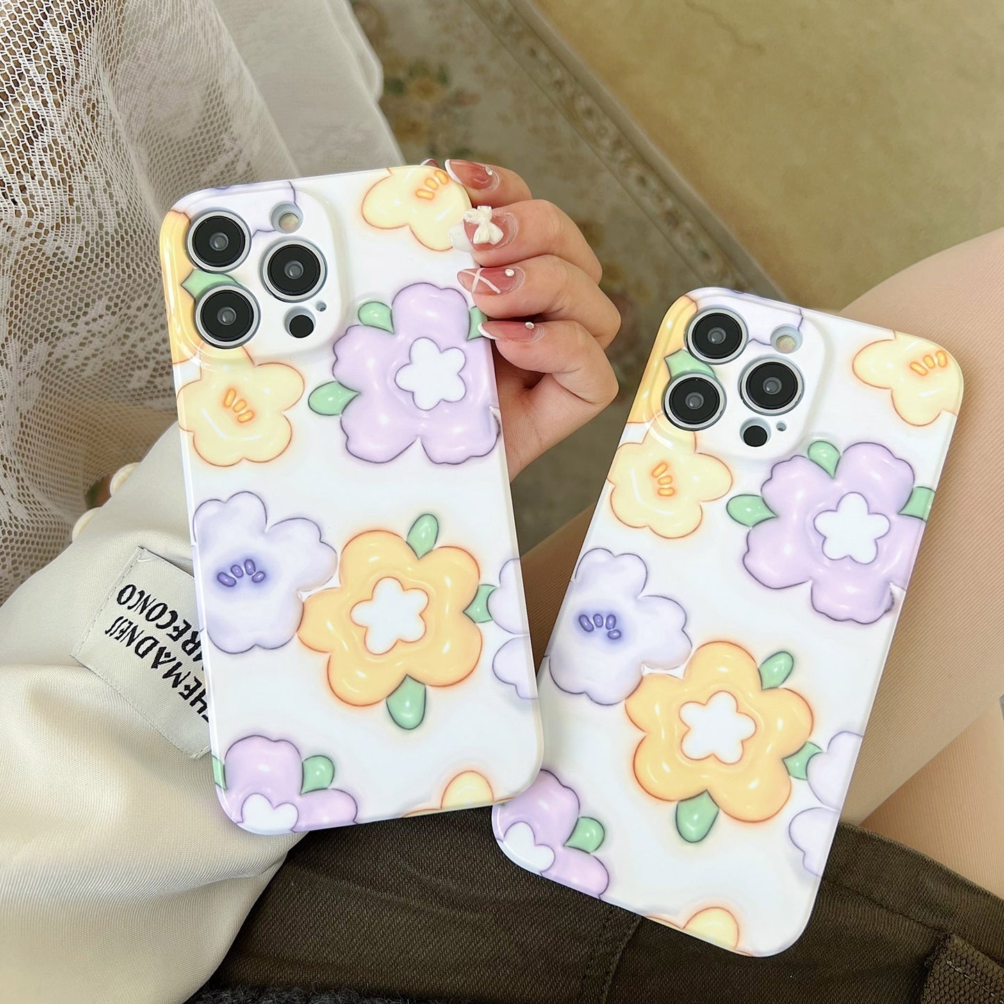 ELECTROPRIME For iPhone 15 PC Phone Case(Yellow Purple Flowers)