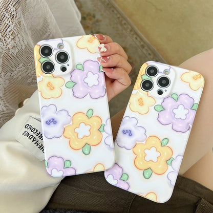 ELECTROPRIME For iPhone 15 PC Phone Case(Yellow Purple Flowers)