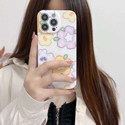ELECTROPRIME For iPhone 15 PC Phone Case(Yellow Purple Flowers)