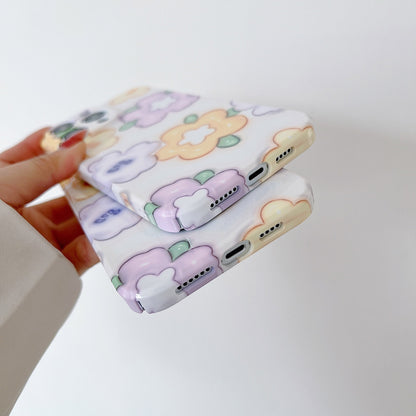 ELECTROPRIME For iPhone 15 PC Phone Case(Yellow Purple Flowers)
