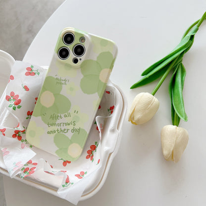 ELECTROPRIME For iPhone 15 PC Phone Case(Green Flower)