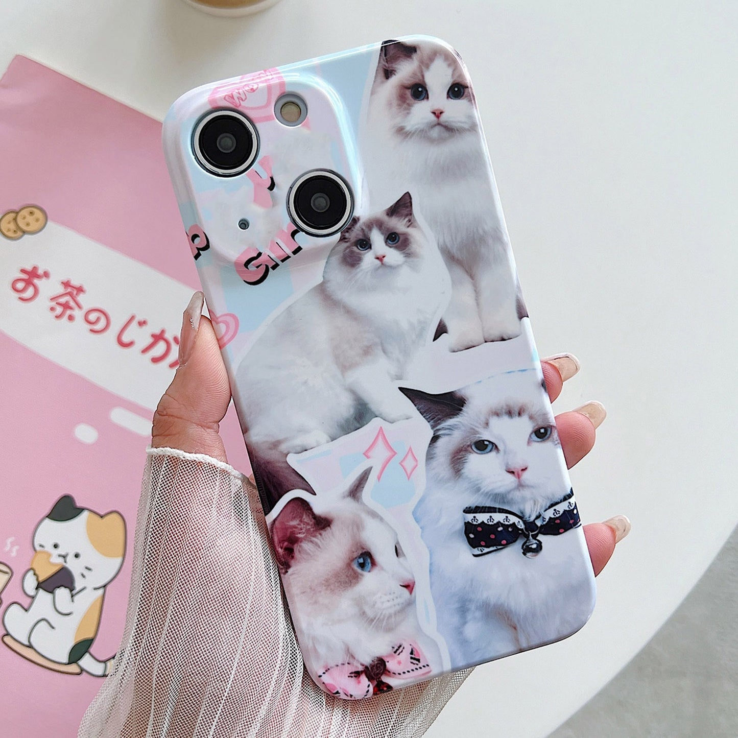ELECTROPRIME For iPhone 15 PC Phone Case(White Cat)