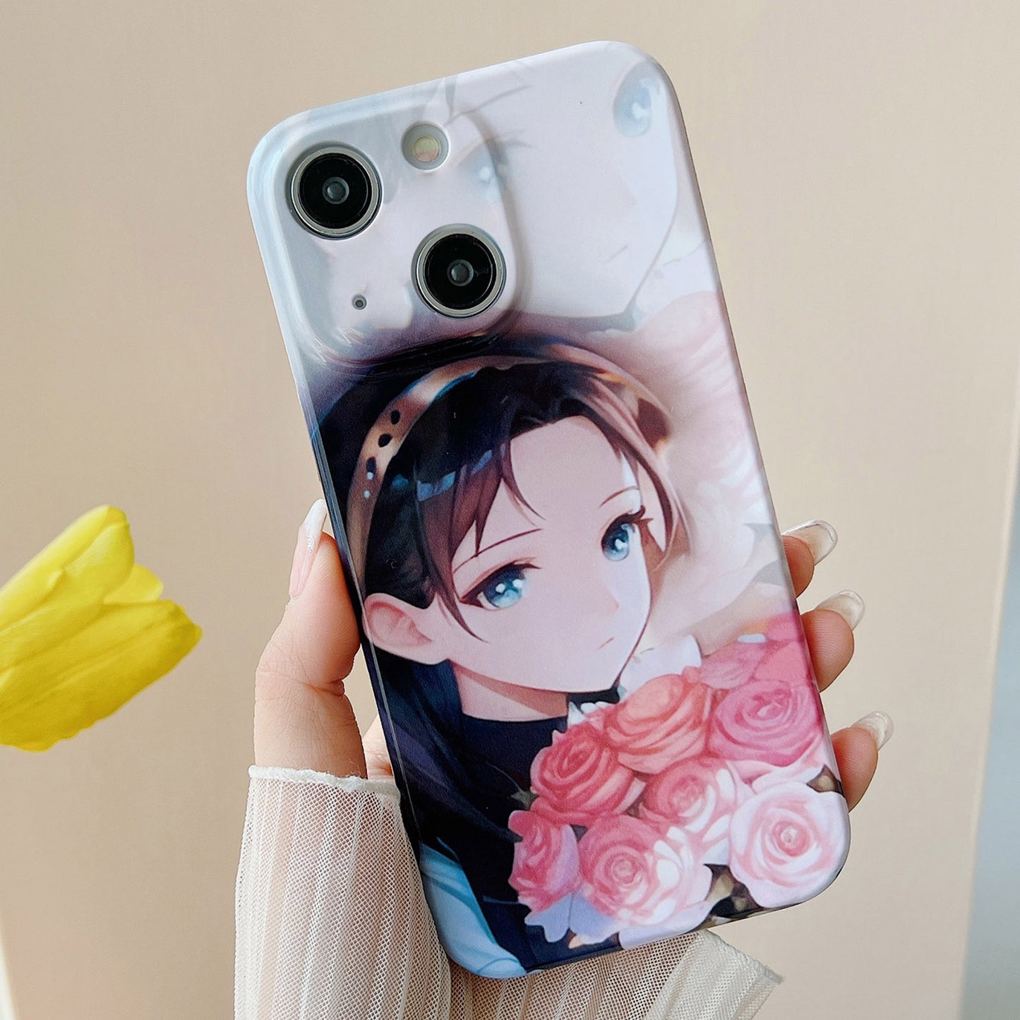 ELECTROPRIME For iPhone 15 PC Phone Case(Holding Roses)