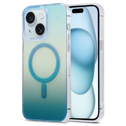 ELECTROPRIME For iPhone 15 Plus Magic Diamond Blu-ray MagSafe Phone Case(White Blue Gradient)