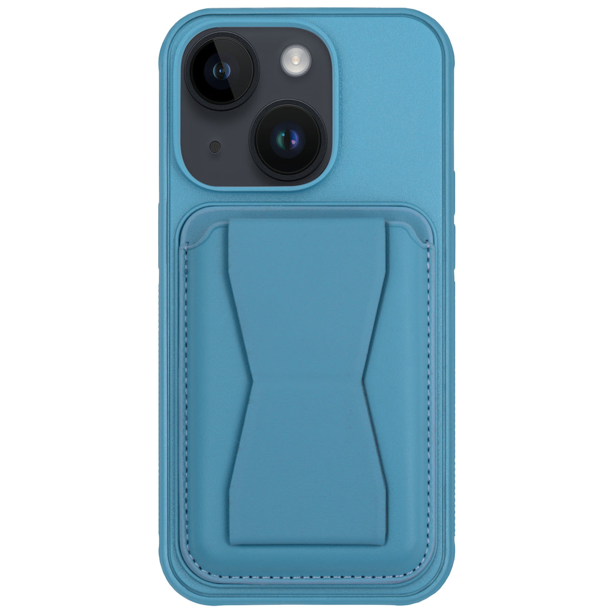 ELECTROPRIME For iPhone 15 Leather Card Holder TPU Phone Case(Light Blue)