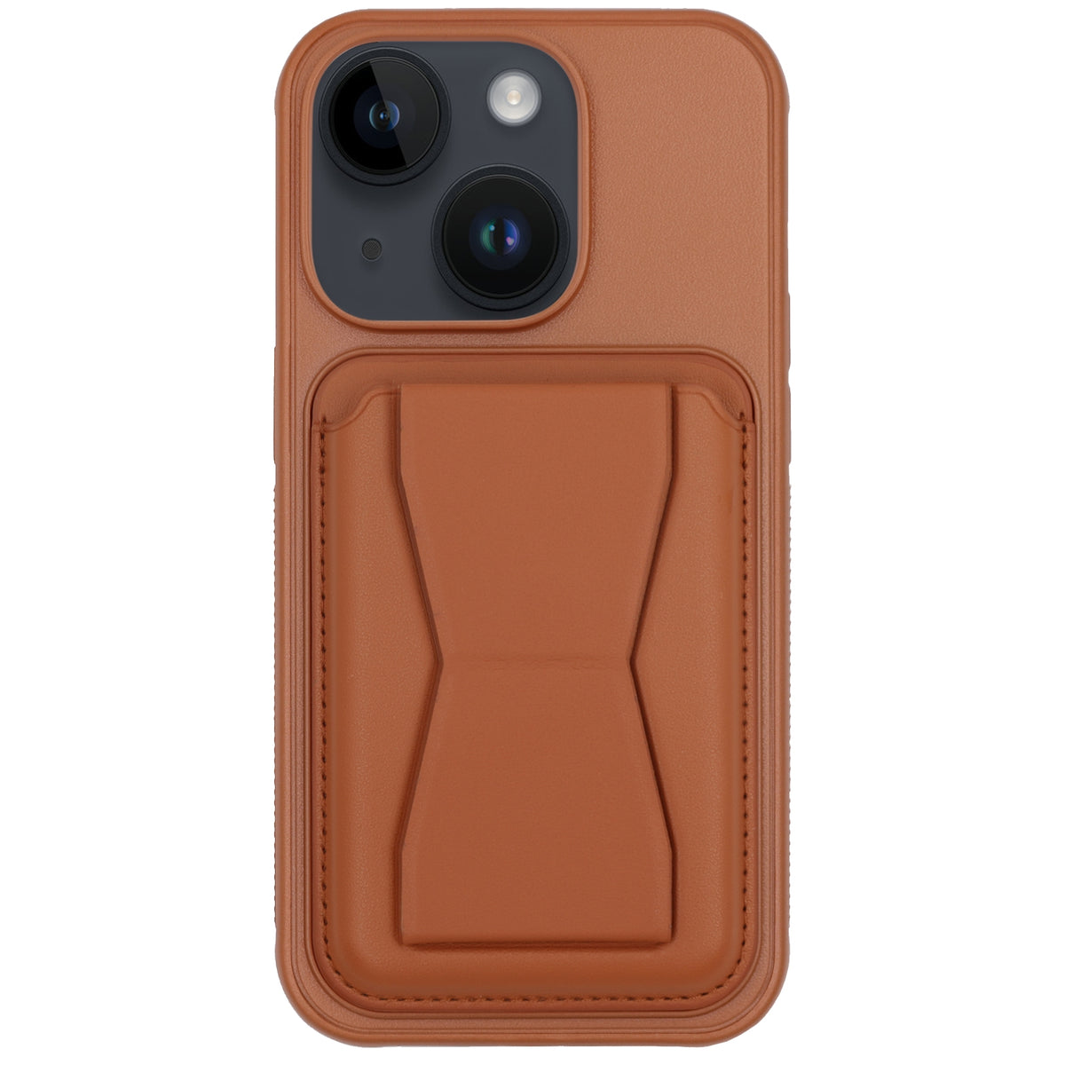 ELECTROPRIME For iPhone 15 Leather Card Holder TPU Phone Case(Brown)