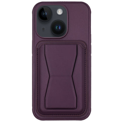 ELECTROPRIME For iPhone 15 Leather Card Holder TPU Phone Case(Dark Purple)