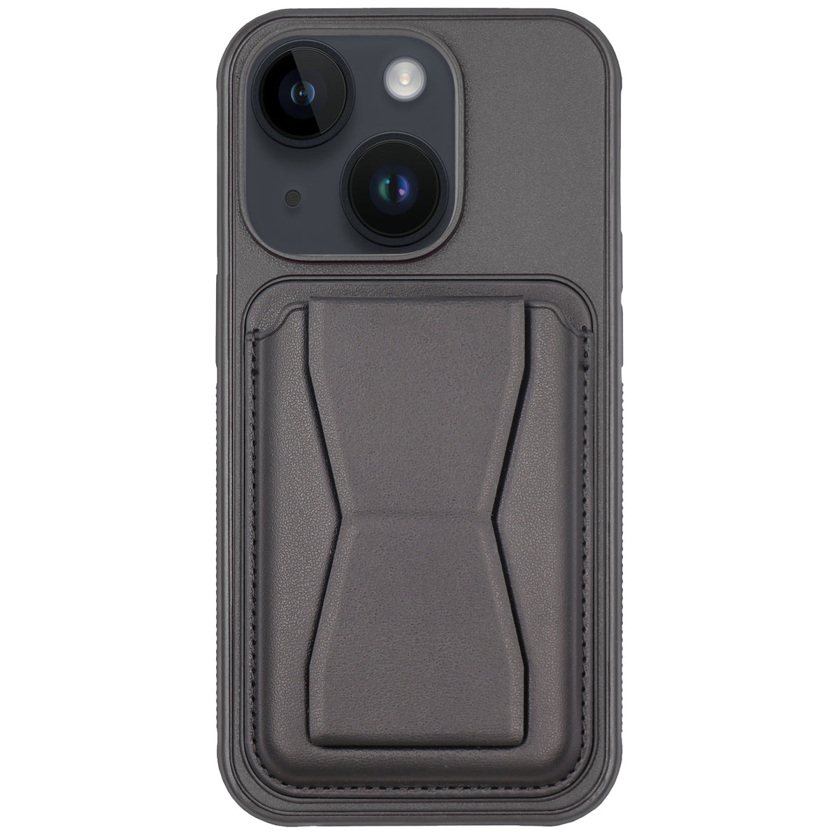 ELECTROPRIME For iPhone 15 Leather Card Holder TPU Phone Case(Black)