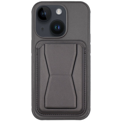 ELECTROPRIME For iPhone 15 Leather Card Holder TPU Phone Case(Black)