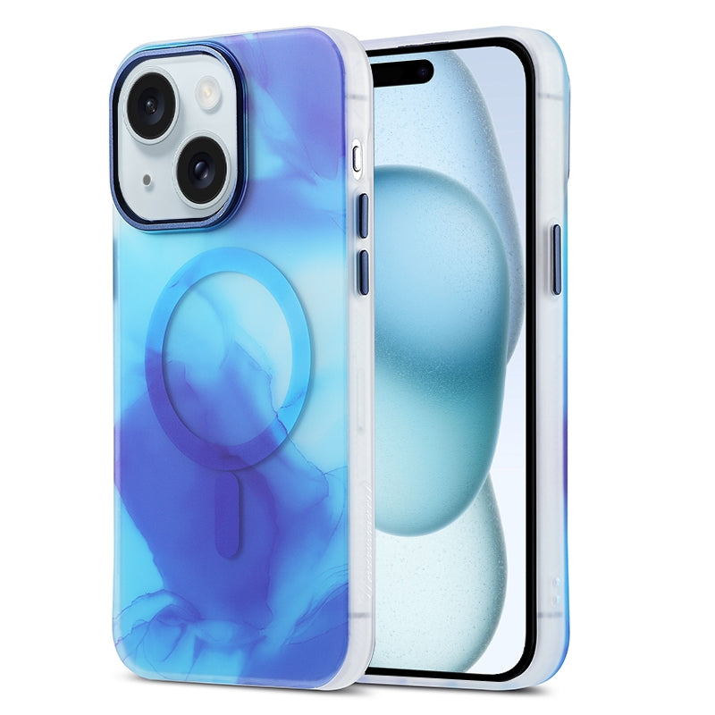 ELECTROPRIME For iPhone 15 MagSafe Magnetic Ink Phone Case(Blue)