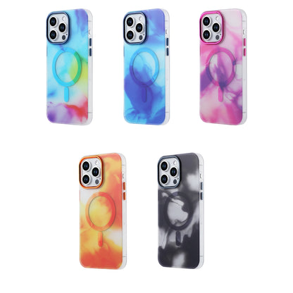 ELECTROPRIME For iPhone 15 MagSafe Magnetic Ink Phone Case(Pink Purple)