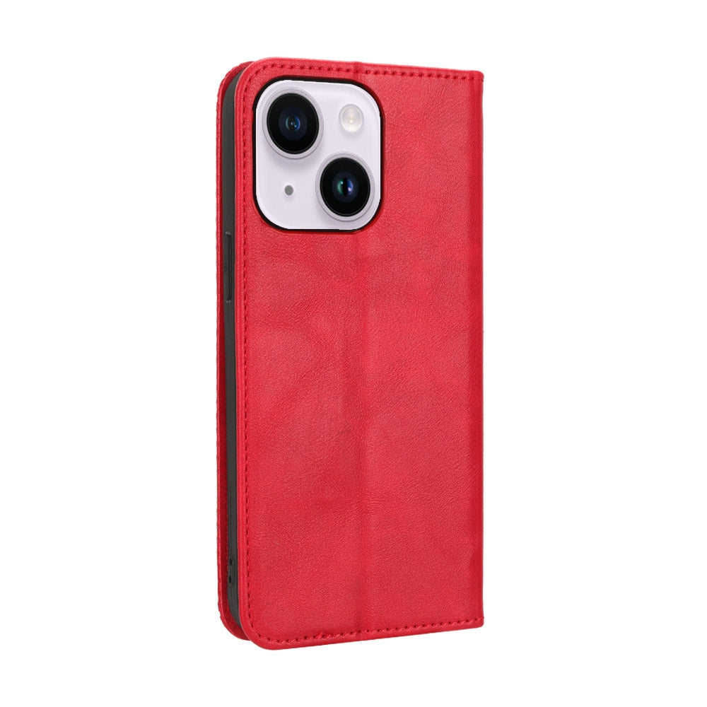 ELECTROPRIME For iPhone 15 Magnetic Buckle Retro Texture Leather Phone Case(Red)