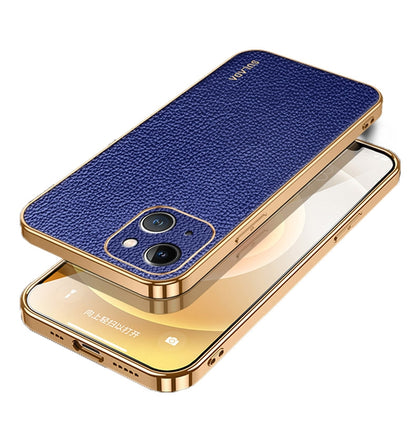 ELECTROPRIME For iPhone 15 SULADA TPU + Litchi Texture Leather Phone Case(Blue)