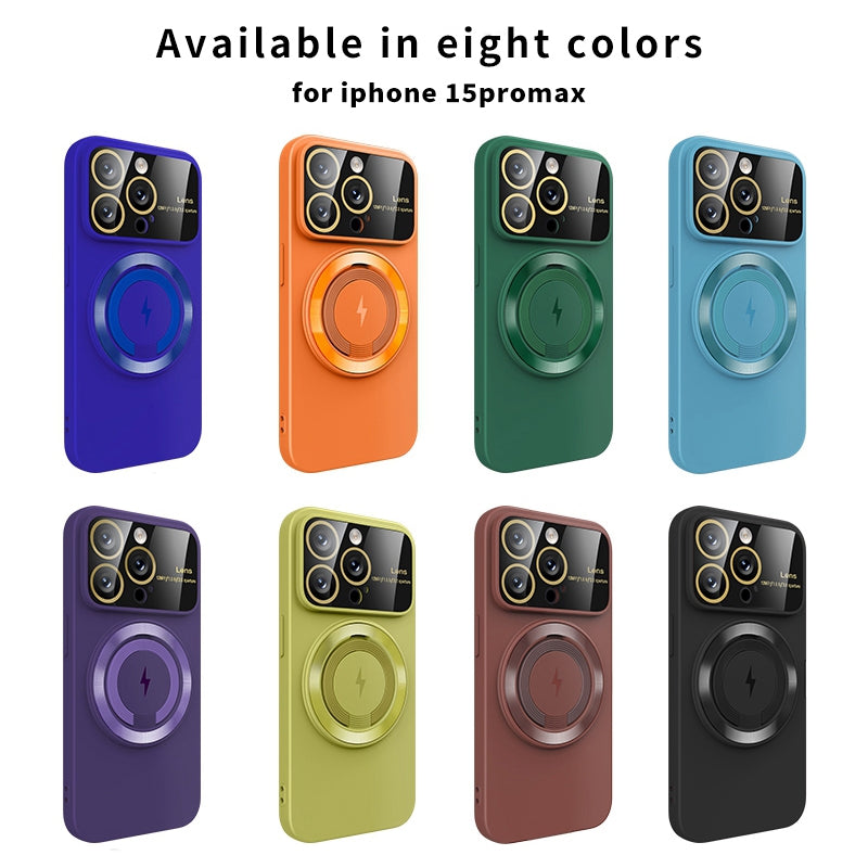 ELECTROPRIME For iPhone 15 Plus Large Window MagSafe Magnetic Holder Phone Case(Dark Green)