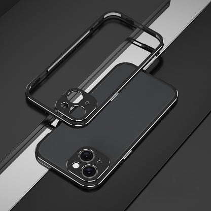 ELECTROPRIME For iPhone 15 Aurora Series Lens Protector + Metal Frame Phone Case(Black Silver)