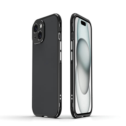 ELECTROPRIME For iPhone 15 Aurora Series Lens Protector + Metal Frame Phone Case(Black Silver)
