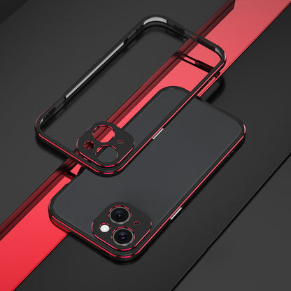 ELECTROPRIME For iPhone 15 Aurora Series Lens Protector + Metal Frame Phone Case(Black Red)