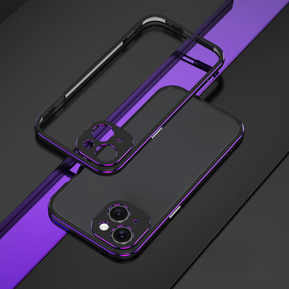 ELECTROPRIME For iPhone 15 Aurora Series Lens Protector + Metal Frame Phone Case(Black Purple)