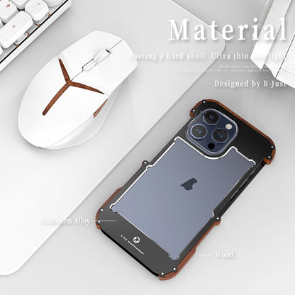 ELECTROPRIME For iPhone 15 Plus R-JUST Ironwood Generation Metal Hybrid Wood Phone Case