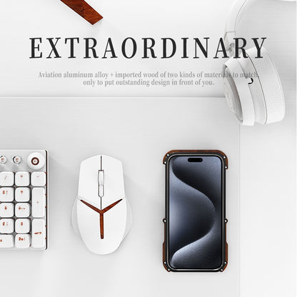 ELECTROPRIME For iPhone 15 Plus R-JUST Ironwood Generation Metal Hybrid Wood Phone Case