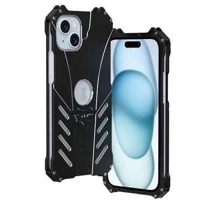 ELECTROPRIME For iPhone 15 Plus R-JUST Batman Hollow Metal Phone Protective Case(Black)
