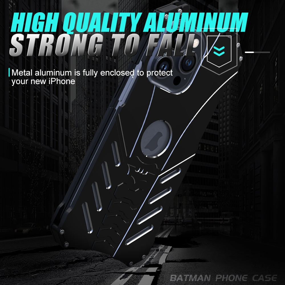 ELECTROPRIME For iPhone 15 Plus R-JUST Batman Hollow Metal Phone Protective Case(Black)