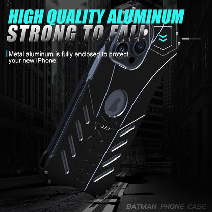 ELECTROPRIME For iPhone 15 Plus R-JUST Batman Hollow Metal Phone Protective Case(Black)