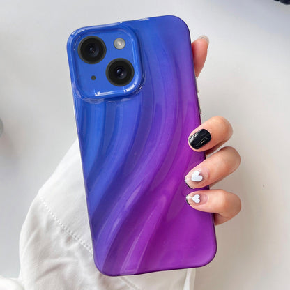 ELECTROPRIME For iPhone 15 Wave Texture Gradient Color TPU Phone Case(Blue-Purple)