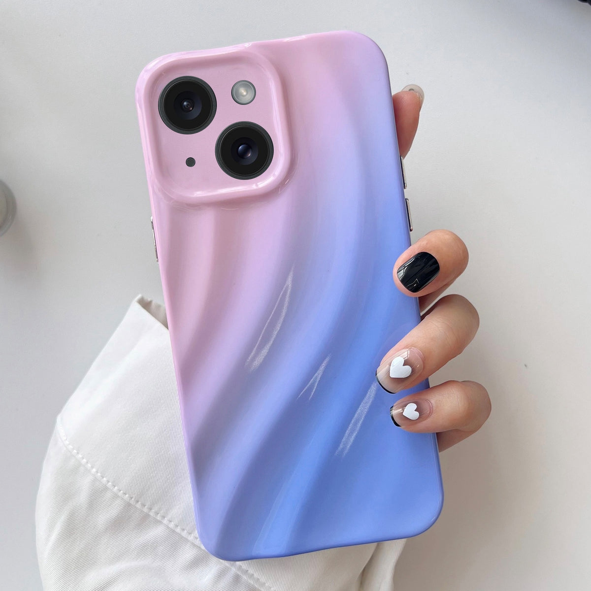 ELECTROPRIME For iPhone 15 Wave Texture Gradient Color TPU Phone Case(Pink-Blue)
