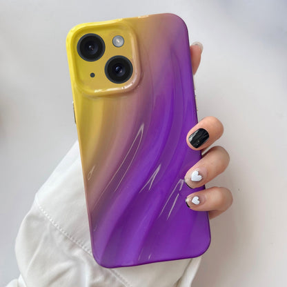 ELECTROPRIME For iPhone 15 Wave Texture Gradient Color TPU Phone Case(Yellow-Purple)