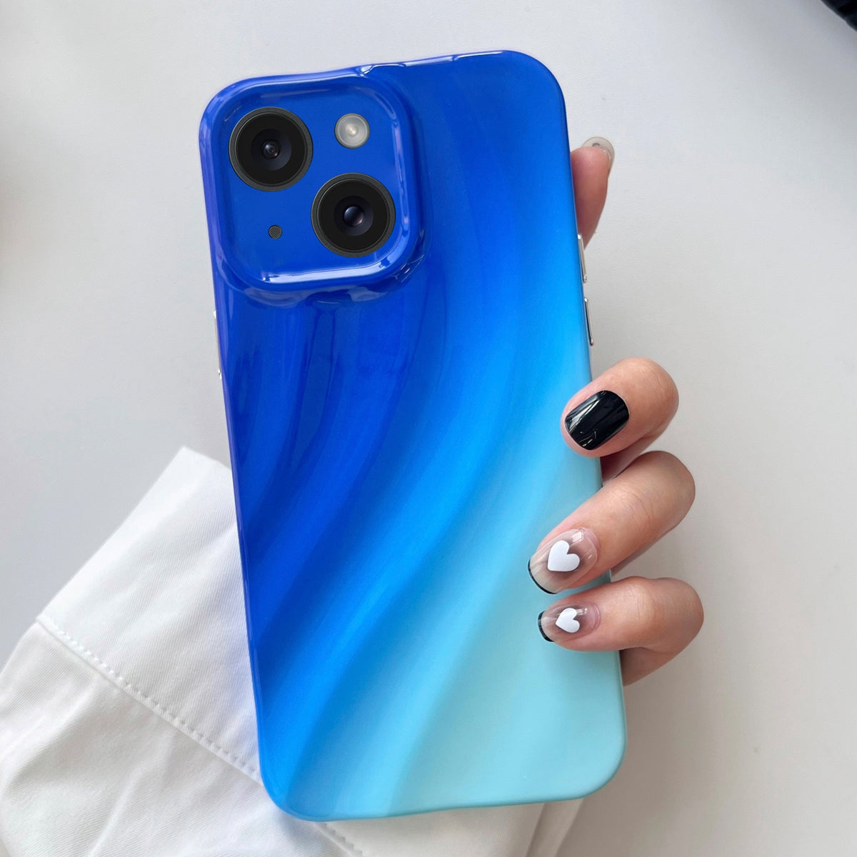 ELECTROPRIME For iPhone 15 Wave Texture Gradient Color TPU Phone Case(Blue-Sky Blue)