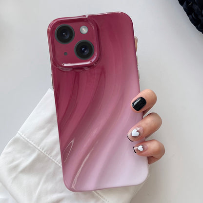 ELECTROPRIME For iPhone 15 Wave Texture Gradient Color TPU Phone Case(Wine Red-White)