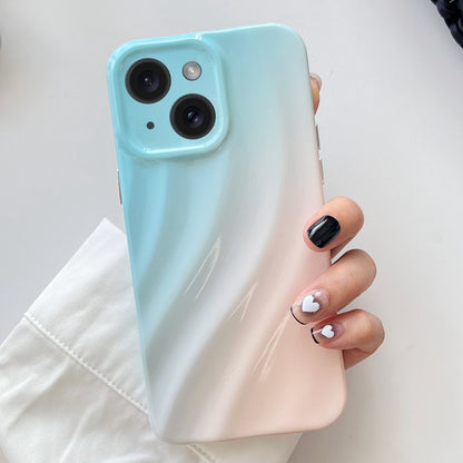 ELECTROPRIME For iPhone 15 Wave Texture Gradient Color TPU Phone Case(Blue-Pink)