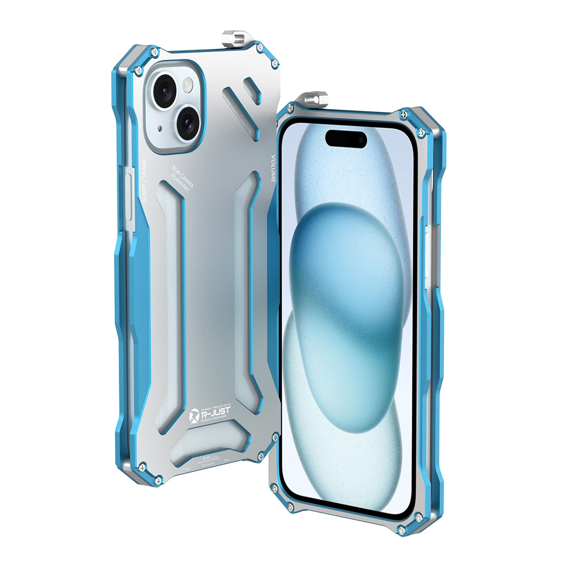 ELECTROPRIME For iPhone 15 Plus R-JUST RJ17 Shockproof Armor Metal Phone Case(Blue)