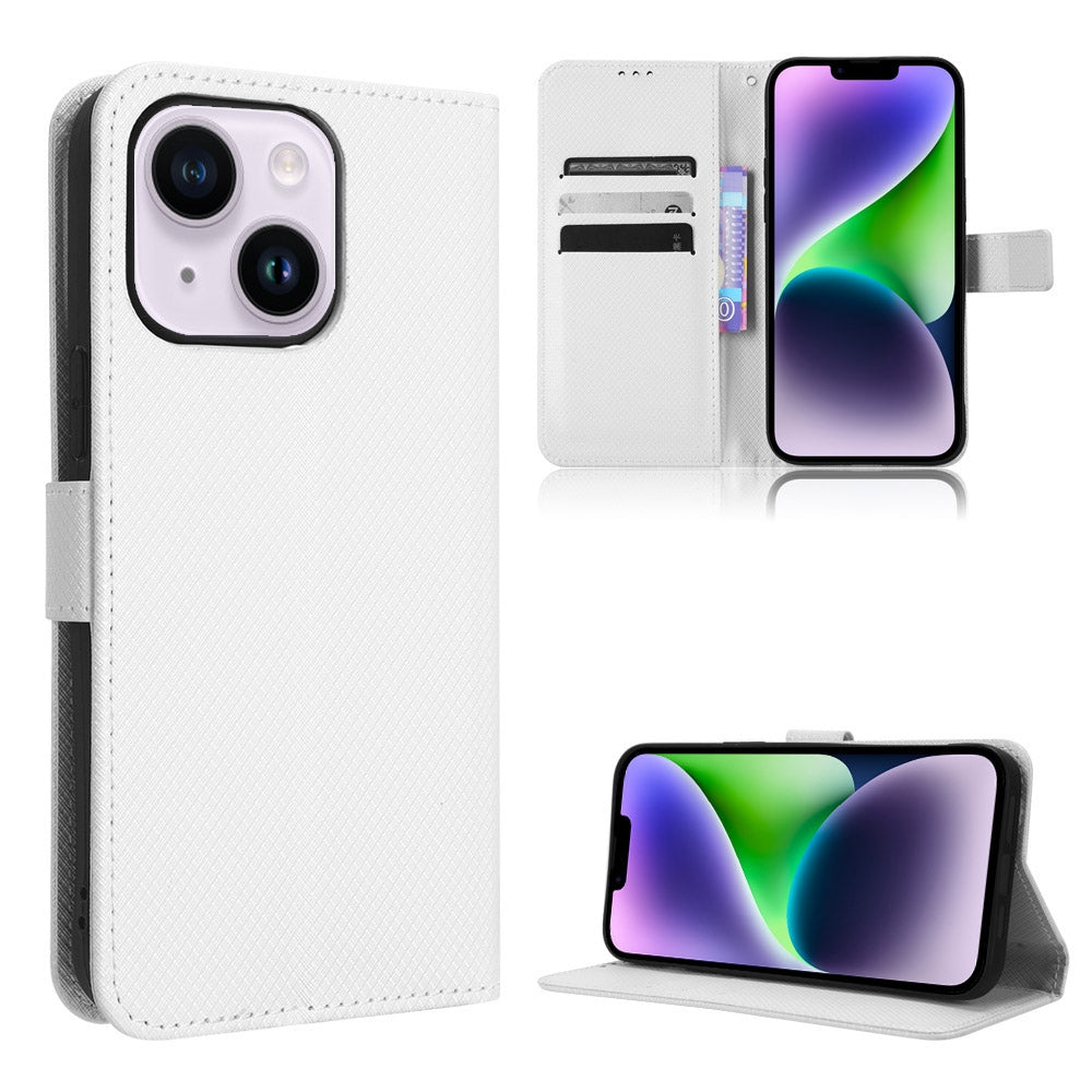 ELECTROPRIME For iPhone 15 Diamond Texture Leather Phone Case(White)