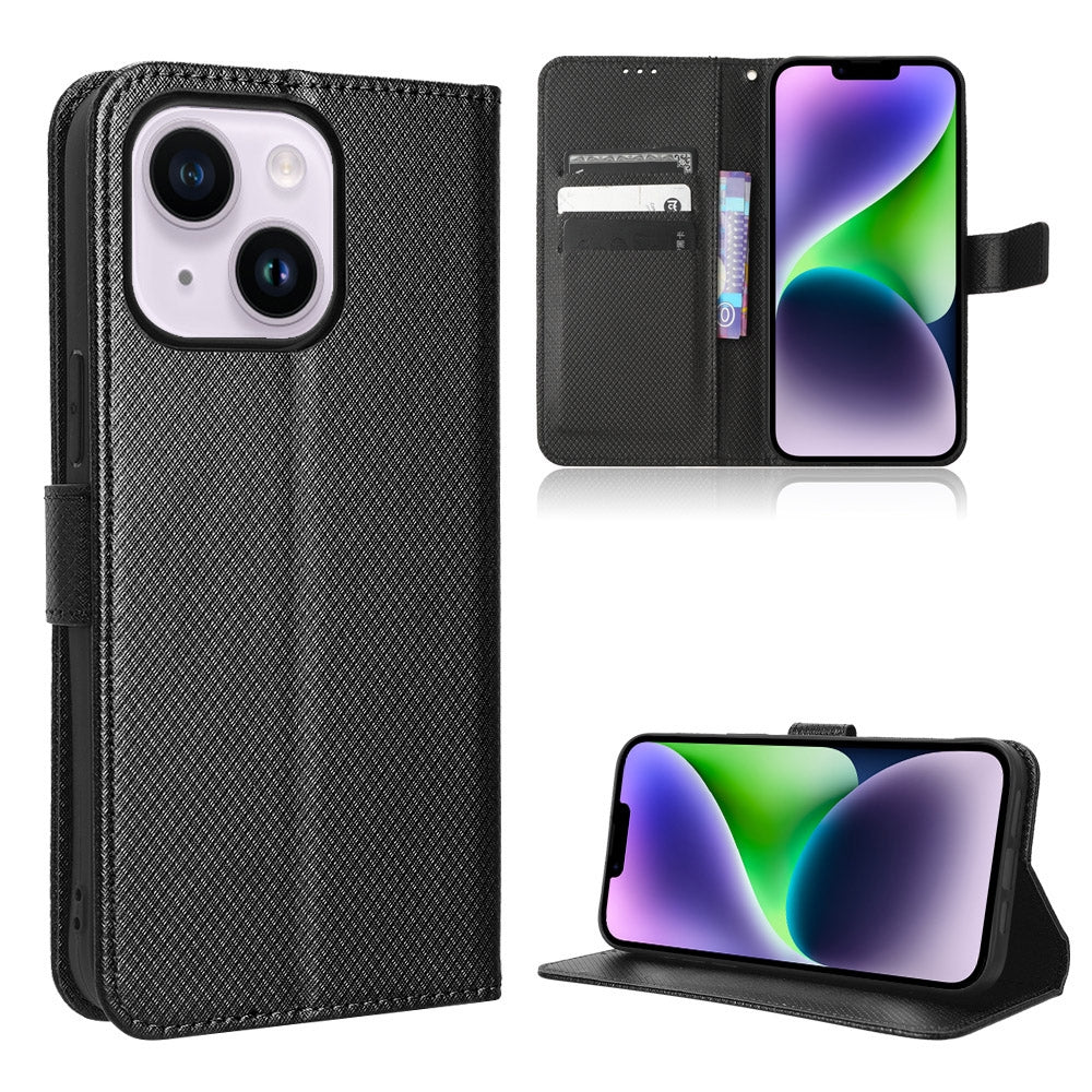 ELECTROPRIME For iPhone 15 Diamond Texture Leather Phone Case(Black)