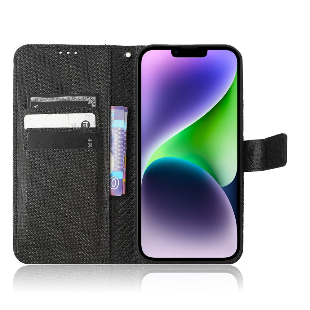 ELECTROPRIME For iPhone 15 Diamond Texture Leather Phone Case(Black)