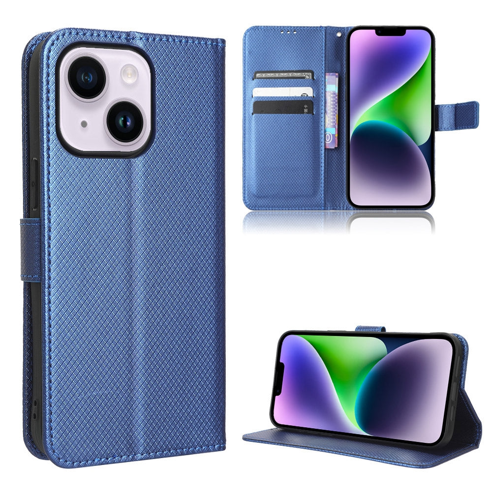 ELECTROPRIME For iPhone 15 Diamond Texture Leather Phone Case(Blue)