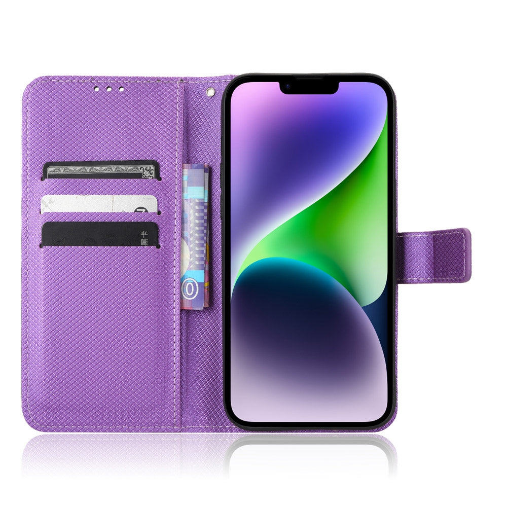 ELECTROPRIME For iPhone 15 Diamond Texture Leather Phone Case(Purple)