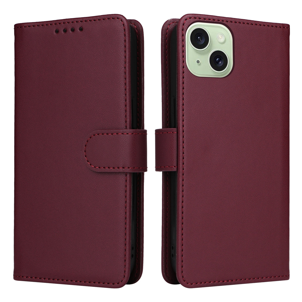 ELECTROPRIME For iPhone 15 Plus BETOPNICE BN-005 2 in 1 Detachable Imitate Genuine Leather Phone Case(Wine Red)