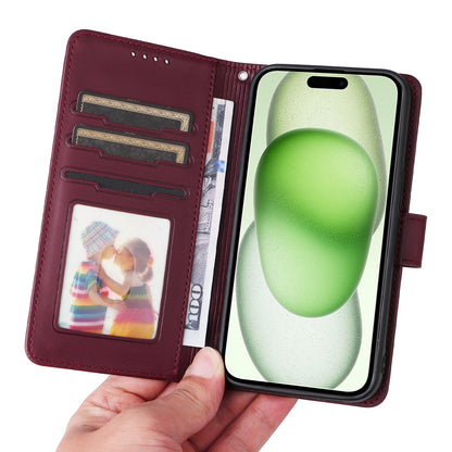 ELECTROPRIME For iPhone 15 Plus BETOPNICE BN-005 2 in 1 Detachable Imitate Genuine Leather Phone Case(Wine Red)